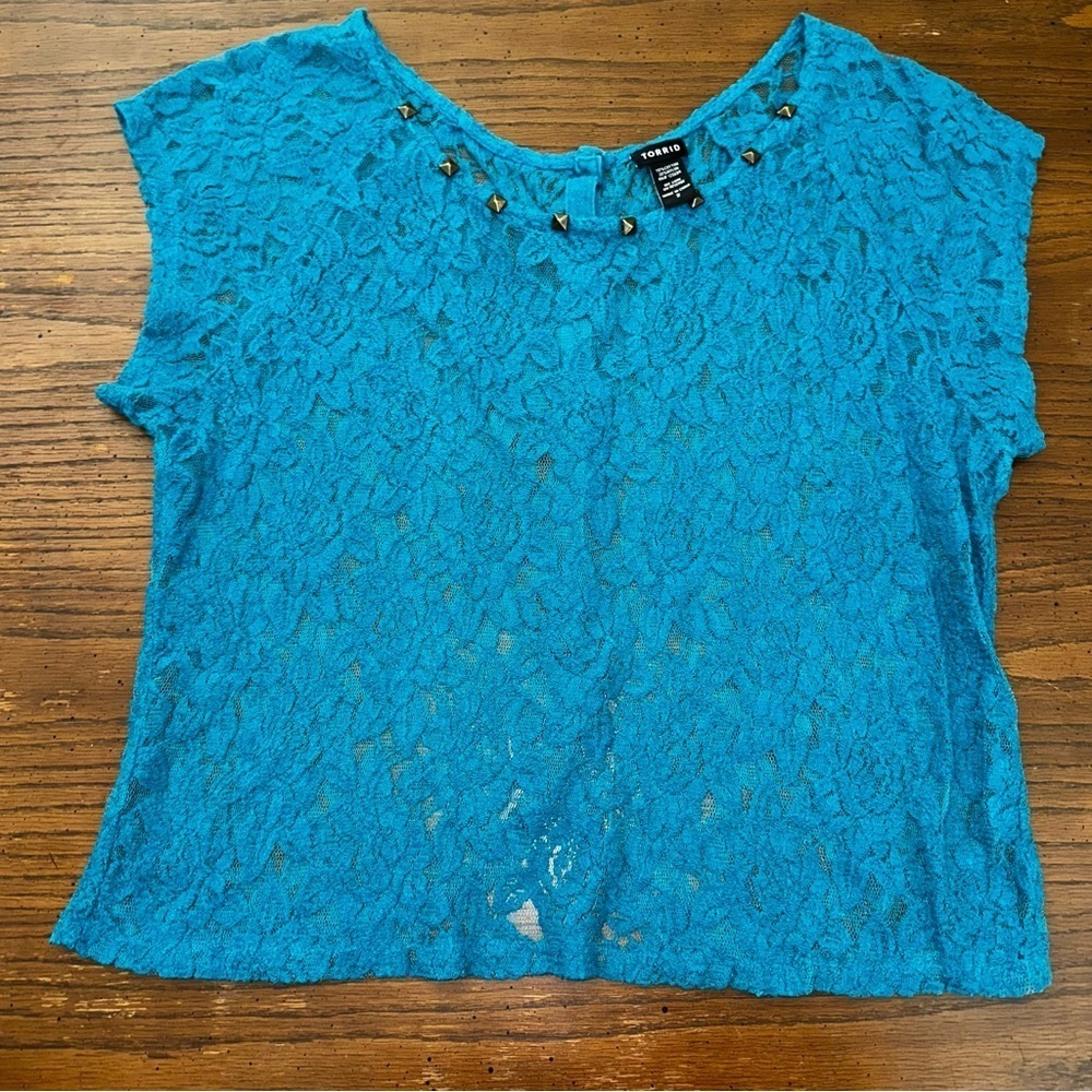 Torrid Blue Lace Women's Top 2X
